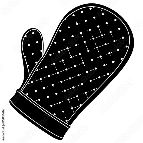 Oven mitt with a wrist section silhouette vector illustration 