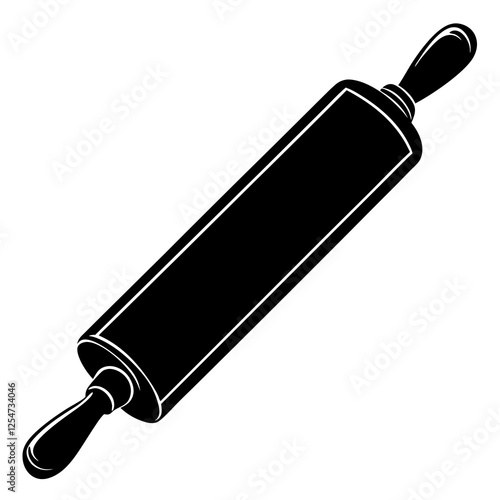 Rolling pin with concave grips silhouette vector illustration 
