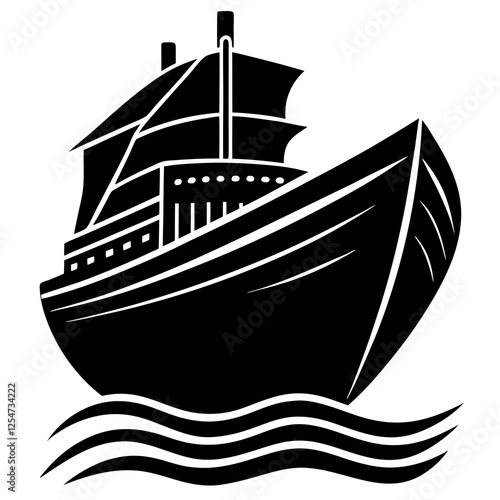 Ship with a hull  silhouette vector illustration 