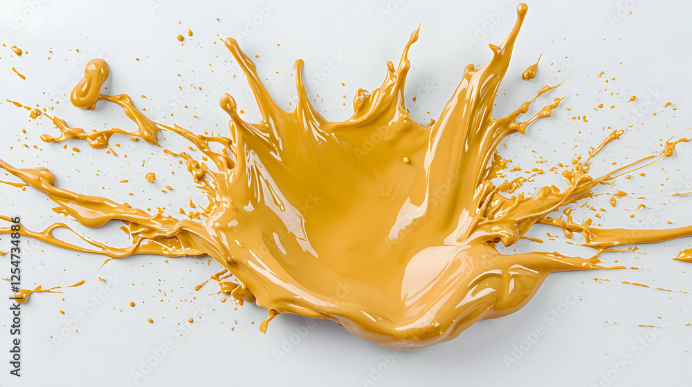 Obraz premium Caramel splash, white background, food photography, dessert
