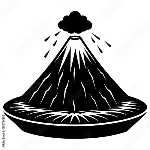 Volcano with a crater silhouette vector illustration 
