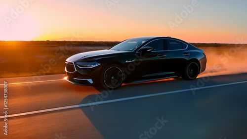 Black Sedan at Sunset
