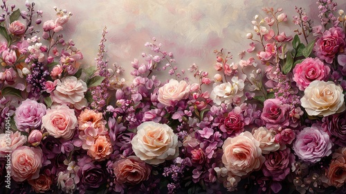 Wallpaper Mural Vibrant Floral Arrangement Featuring Various Roses and Blooms Against a Soft Background Torontodigital.ca