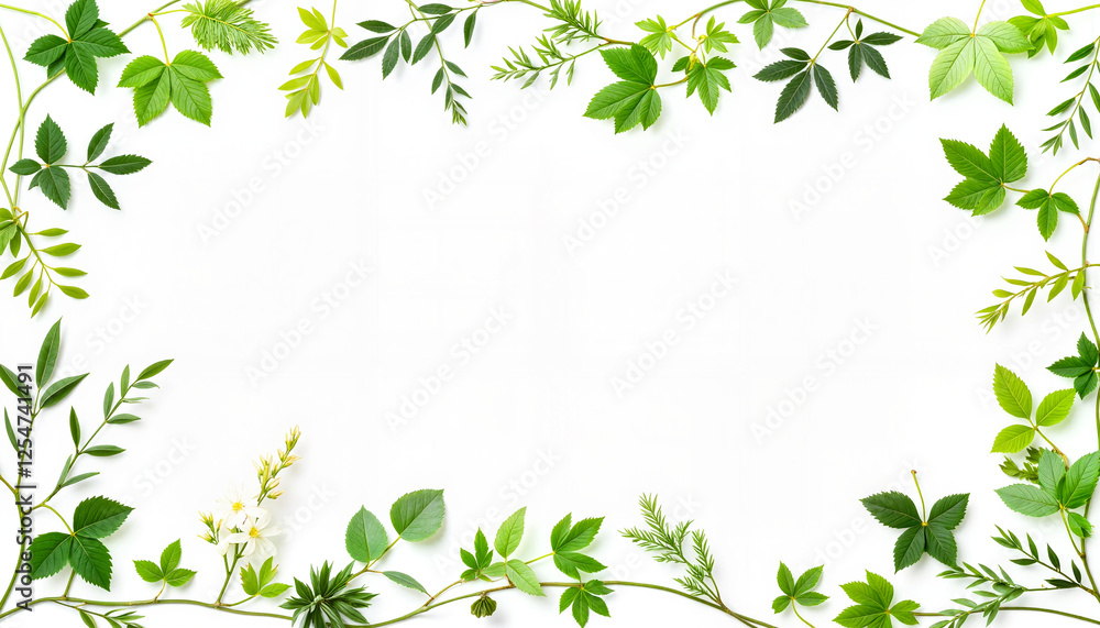 Elegant green vine border with lush greenery, love for nature Elegant green vine border with lush greenery, love for nature
