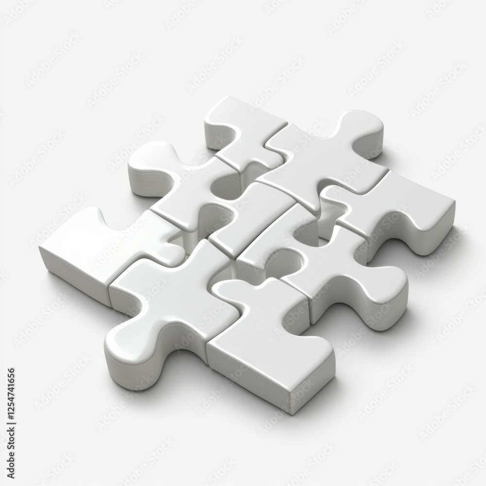 White Puzzle Pieces Assembled Together On A Clean Surface Symbolizing Solutions And Connections In Problem Solving White Puzzle Pieces Assembled Together On A Clean Surface Symbolizing Solutions And Connections In Problem Solving