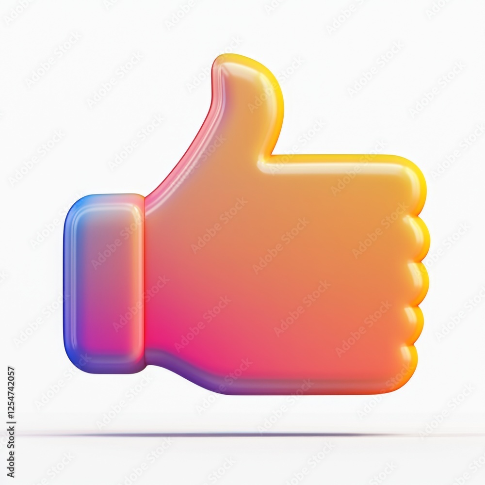 Vibrant Three-Dimensional Colorful Thumbs Up Icon on a White Background Representing Positivity and Approval Vibrant Three-Dimensional Colorful Thumbs Up Icon on a White Background Representing Positivity and Approval