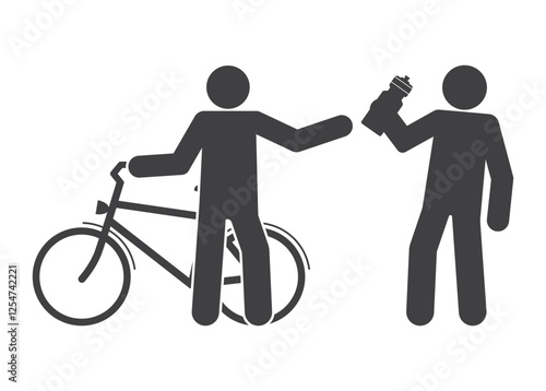 Person with bicycle and man with sport water bottle icon