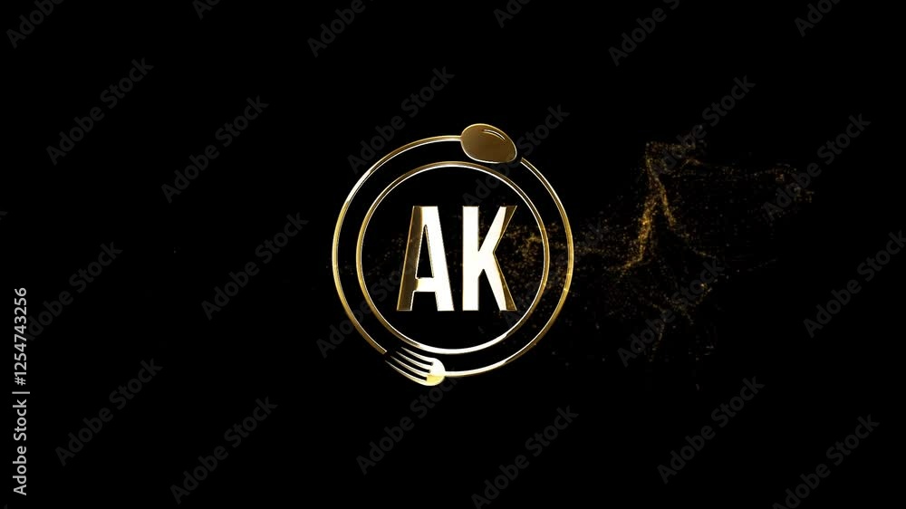 Circle AK Restaurant Logo, Modern Ak ka Logo Animation Videos On Black Background 
