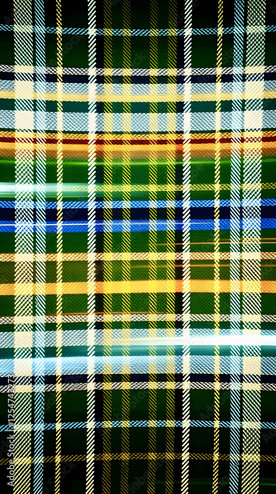 Fototapeta premium Colorful plaid pattern showcasing vibrant lines and textures throughout the fabric design
