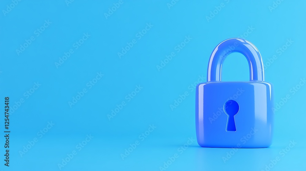 Blue Minimalist Padlock on a Bright Background for Security, Privacy, and Protection Concepts in Digital Age Blue Minimalist Padlock on a Bright Background for Security, Privacy, and Protection Concepts in Digital Age