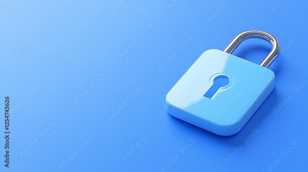Blue padlock on a smooth blue background symbolizing security, privacy, and protection for digital information Blue padlock on a smooth blue background symbolizing security, privacy, and protection for digital information