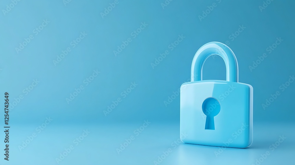 Blue padlock on a solid color background symbolizing security, protection, and privacy in digital contexts Blue padlock on a solid color background symbolizing security, protection, and privacy in digital contexts