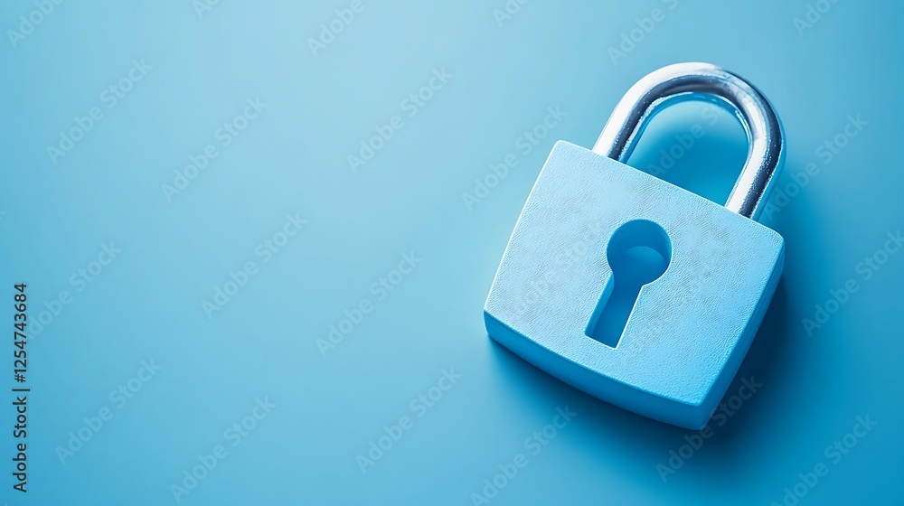 Blue Padlock on a Solid Light Blue Background Representing Security, Protection, and Privacy Concepts Blue Padlock on a Solid Light Blue Background Representing Security, Protection, and Privacy Concepts