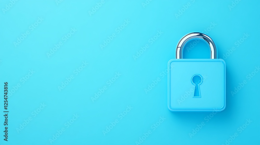 Blue padlock on bright turquoise background symbolizing security, safety, and protection in digital context Blue padlock on bright turquoise background symbolizing security, safety, and protection in digital context