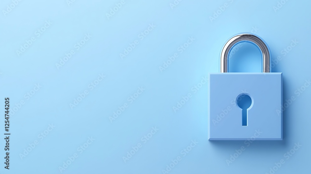 Blue Padlock with Shiny Metal Shackle on Soft Blue Background for Security and Protection Concepts Blue Padlock with Shiny Metal Shackle on Soft Blue Background for Security and Protection Concepts