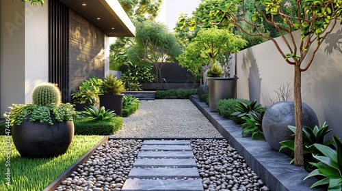 Beautiful backyard garden in home 