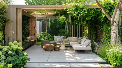 Fototapeta Naklejka Na Ścianę i Meble -  Beautiful backyard garden in home 