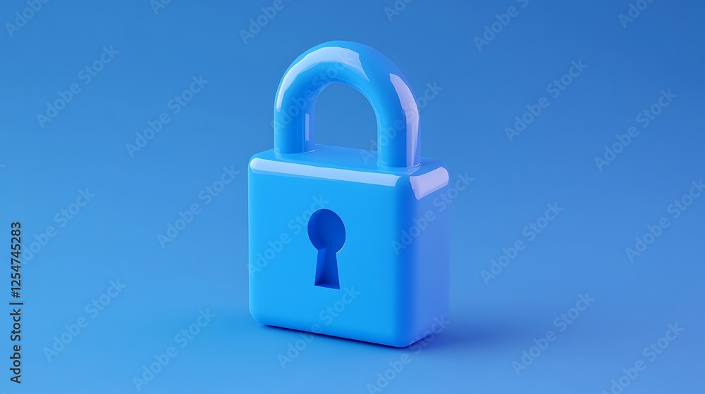 Bright Blue Padlock on a Smooth Surface Representing Security and Safety Concepts in Digital Era Bright Blue Padlock on a Smooth Surface Representing Security and Safety Concepts in Digital Era