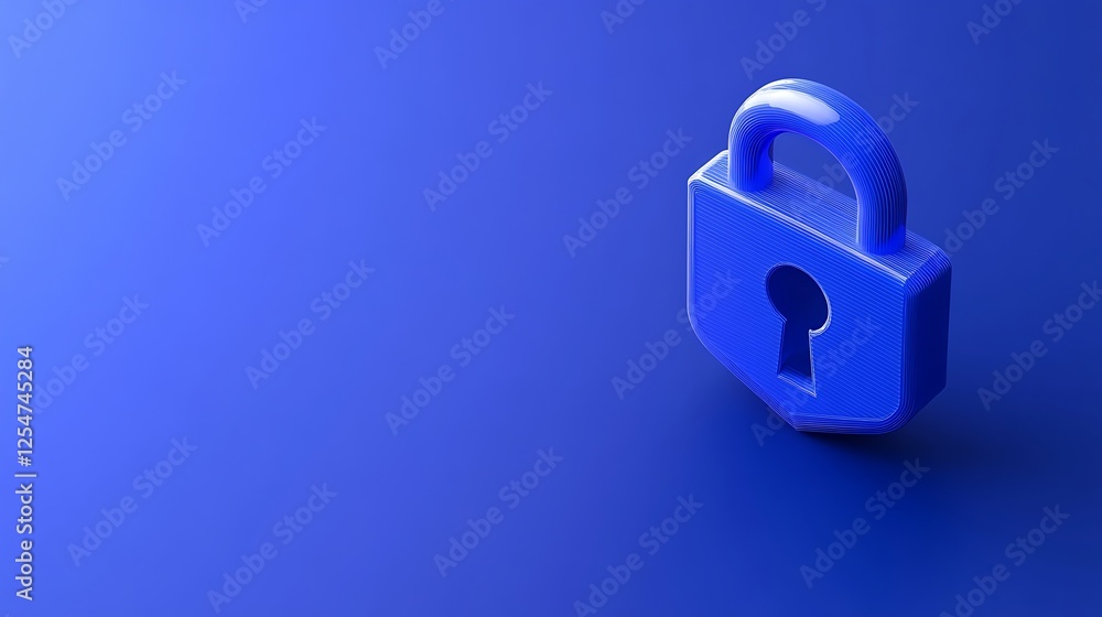 Bright Blue Padlock on a Solid Blue Background Representing Safety and Security in Digital and Physical Spaces Bright Blue Padlock on a Solid Blue Background Representing Safety and Security in Digital and Physical Spaces