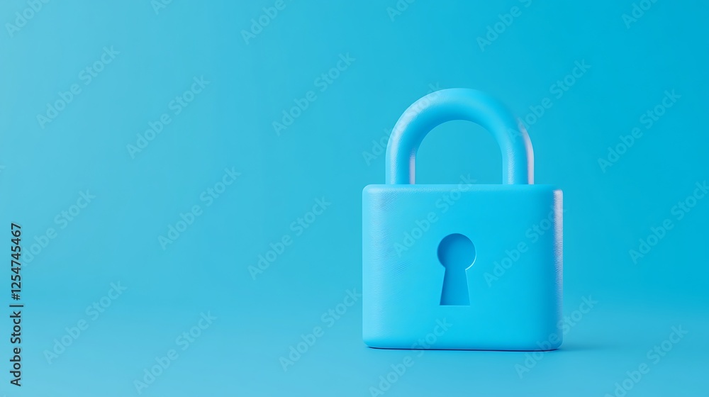 Bright Blue Padlock on a Vibrant Turquoise Background Emphasizing Security, Protection, and Privacy Concepts Bright Blue Padlock on a Vibrant Turquoise Background Emphasizing Security, Protection, and Privacy Concepts
