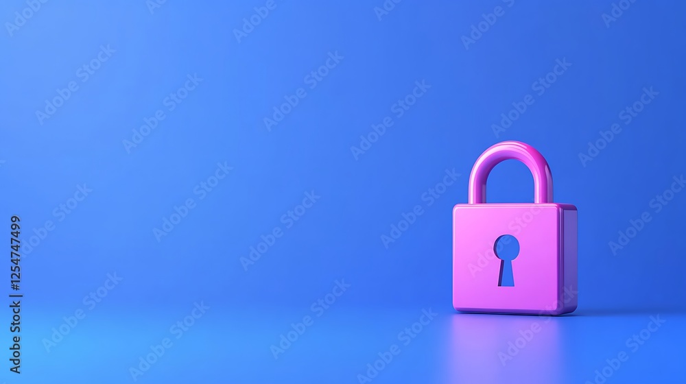 Colorful Pink Padlock on Blue Background Symbolizing Security and Protection in Digital Era Colorful Pink Padlock on Blue Background Symbolizing Security and Protection in Digital Era