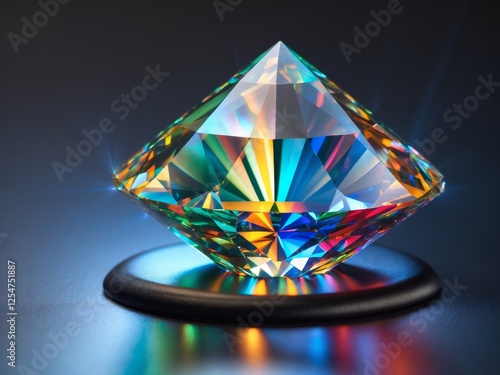 Experience the Stunning Crystal Diamond Reflection that Displays a Beautiful Colorful Spectrum. photo