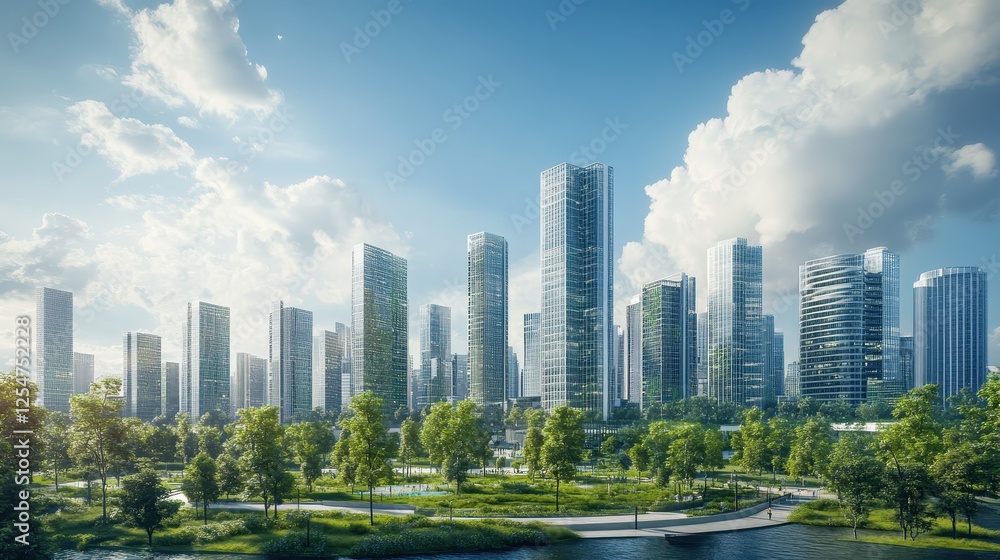 Fototapeta premium A city with a park in the middle