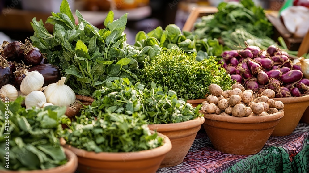 Fresh organic vegetables displayed at local market vibrant scene nature's bounty Fresh organic vegetables displayed at local market vibrant scene nature's bounty