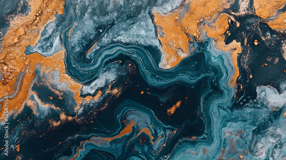Close up of a blue and orange marble with intricate details and texture on a contrasting background Close up of a blue and orange marble with intricate details and texture on a contrasting background