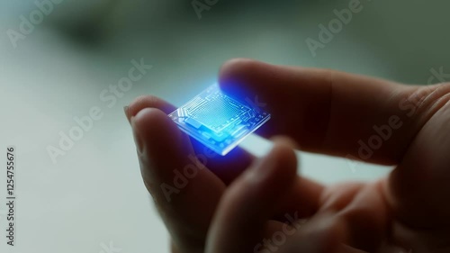Hand Holding Futuristic Chip