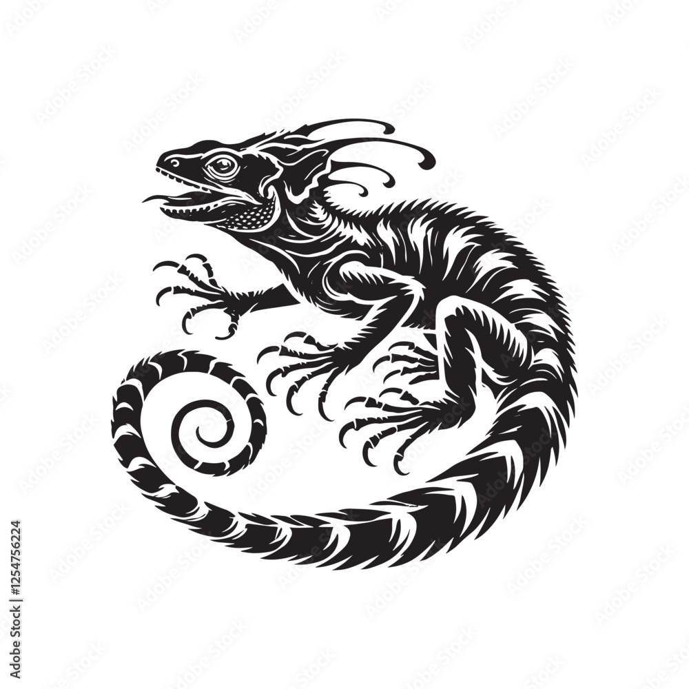 Obraz premium Basilisk Silhouette - Minimalist Basilisk Vector - Basilisk Illustration.