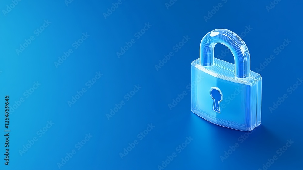 Futuristic Blue Lock with Keyhole on a Smooth Background for Security Concept in Digital Environments Futuristic Blue Lock with Keyhole on a Smooth Background for Security Concept in Digital Environments