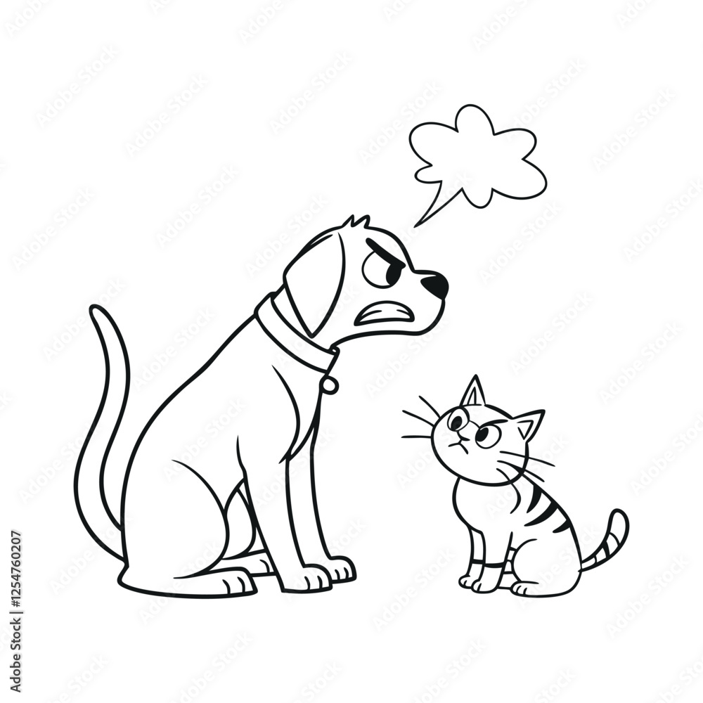 Cat and dog. Angry cat and dog face off vector Illustration of a confrontation between a cat and a dog, Staring at Each Other Aggressively Isolated on White Background Cat and dog. Angry cat and dog face off vector Illustration of a confrontation between a cat and a dog, Staring at Each Other Aggressively Isolated on White Background