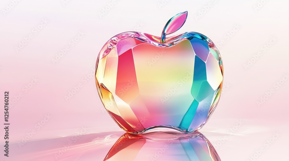 A beautiful apple resembling a light-colored crystal, illuminated by soft light against a white minimalist background. A beautiful apple resembling a light-colored crystal, illuminated by soft light against a white minimalist background.