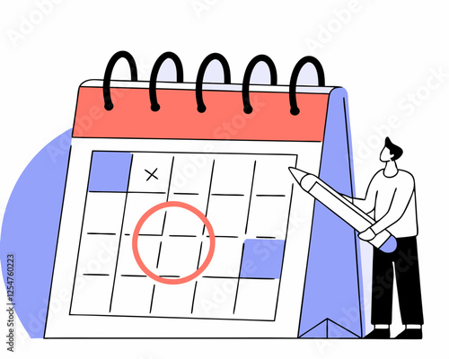 important appointment calendar date reminder or schedule for meeting or event work deadline or planning for launch date concept businessman with make a red circle on important day on calendar.