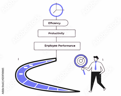 career path development effort or motivation to lead to success business competition efficiency or productivity employee performance concept businessman roll career road to create success path.