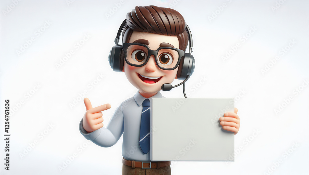 Engaging customer support animation digital studio 3d character white background cheerful concept Engaging customer support animation digital studio 3d character white background cheerful concept