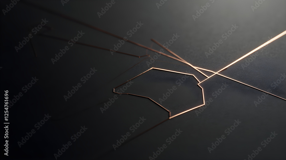 Abstract Copper Wire Art on Dark Background: Minimalist Geometric Sculpture, Fine Art Photography, Modern Interior Design Element, Metallic Line Artwork Abstract Copper Wire Art on Dark Background: Minimalist Geometric Sculpture, Fine Art Photography, Modern Interior Design Element, Metallic Line Artwork