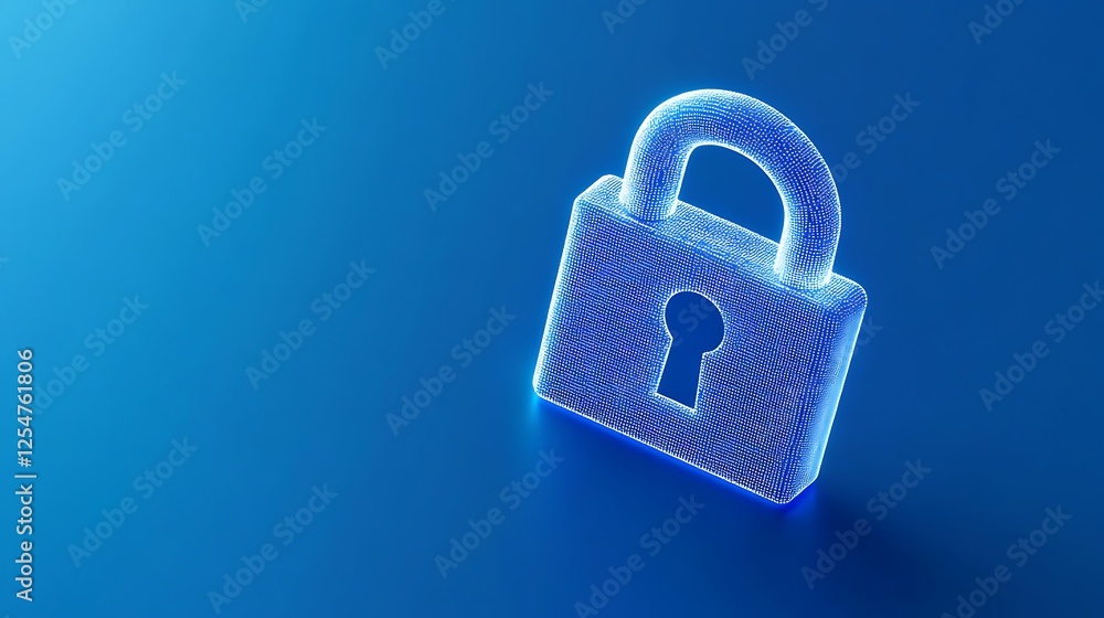 Futuristic glowing padlock symbol representing security, encryption, data protection, and digital safety concept Futuristic glowing padlock symbol representing security, encryption, data protection, and digital safety concept