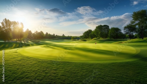 Landscape of green grass at the golf field. wallpaper