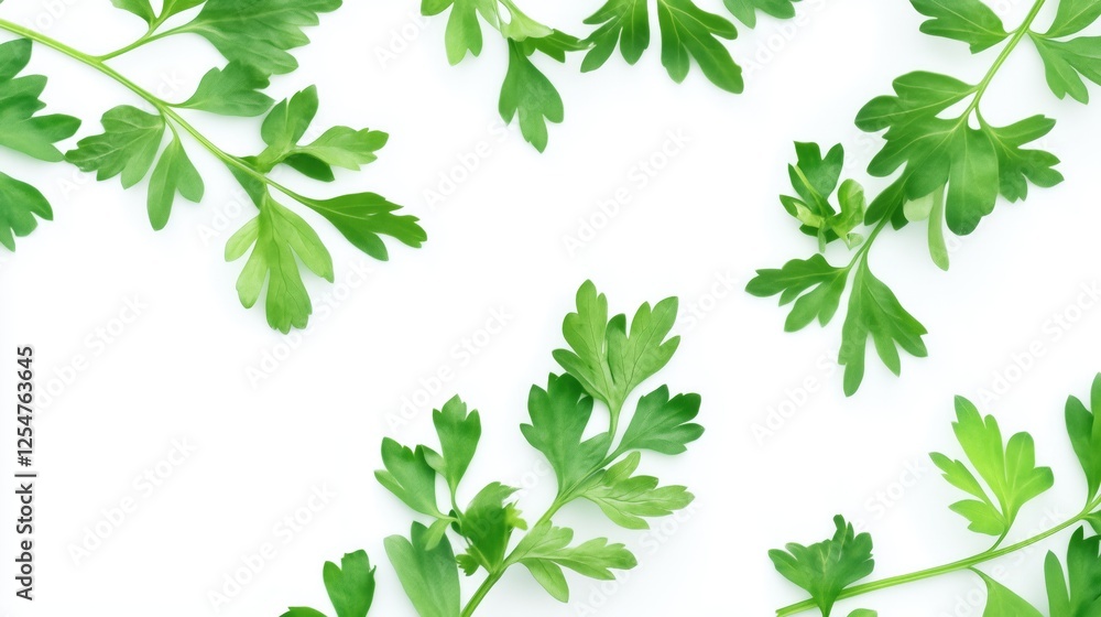 Fresh green parsley leaves isolated on white background Fresh green parsley leaves isolated on white background