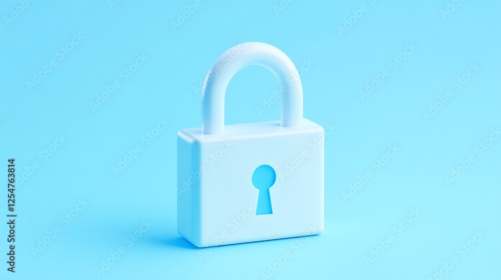 Minimalist design of a white padlock on a vibrant blue background symbolizing security and protection concepts Minimalist design of a white padlock on a vibrant blue background symbolizing security and protection concepts