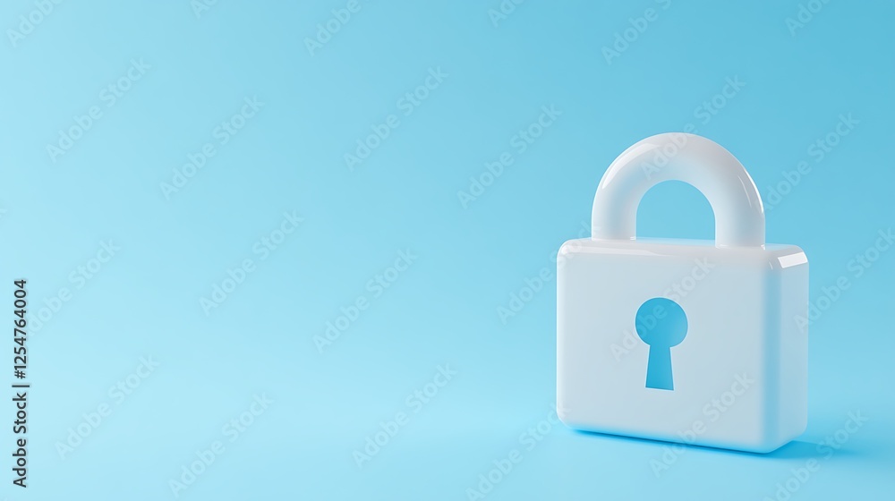 Minimalist White Padlock on Soft Blue Background for Concepts of Security, Protection, Privacy, and Safety Minimalist White Padlock on Soft Blue Background for Concepts of Security, Protection, Privacy, and Safety