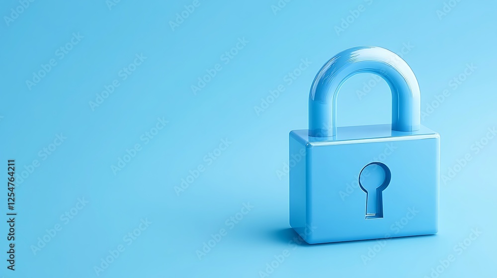 Modern Blue Lock with Keyhole on Soft Blue Background Symbolizing Security and Protection Concepts Modern Blue Lock with Keyhole on Soft Blue Background Symbolizing Security and Protection Concepts