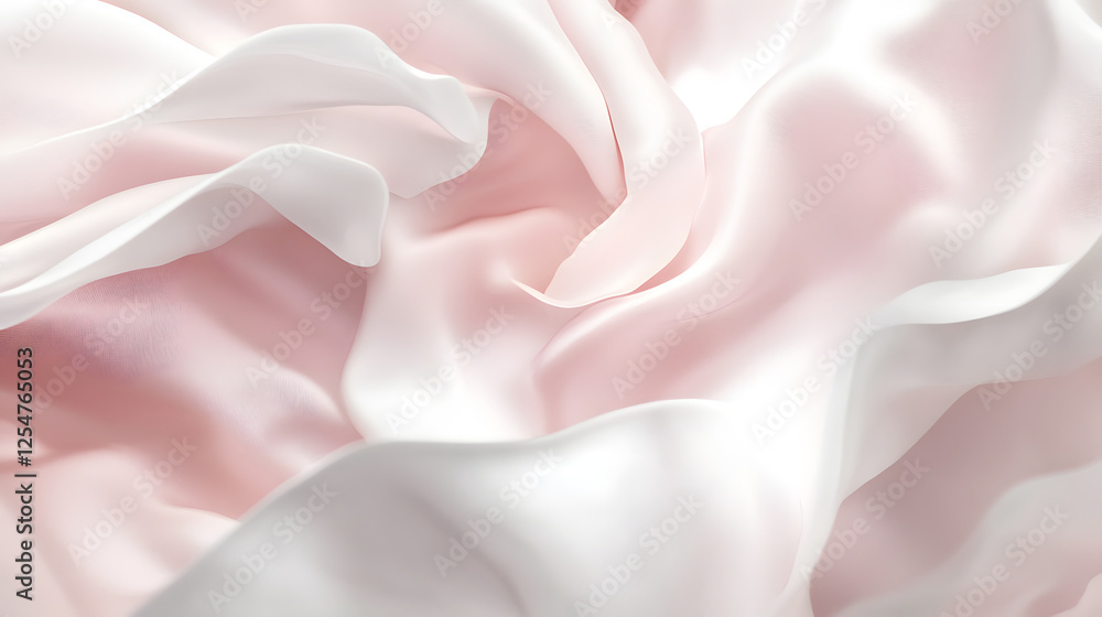Close up of pink and white fabric with tulips showcasing a serene and soft texture Close up of pink and white fabric with tulips showcasing a serene and soft texture