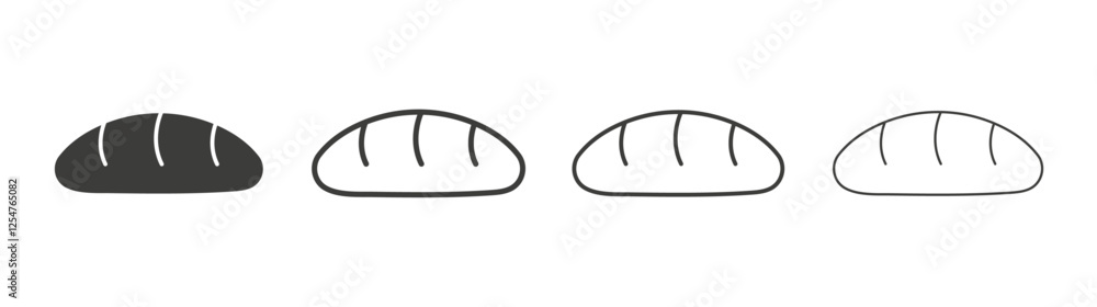 Bread icons set. Liner outlined and flat black color Bread icons set. Liner outlined and flat black color