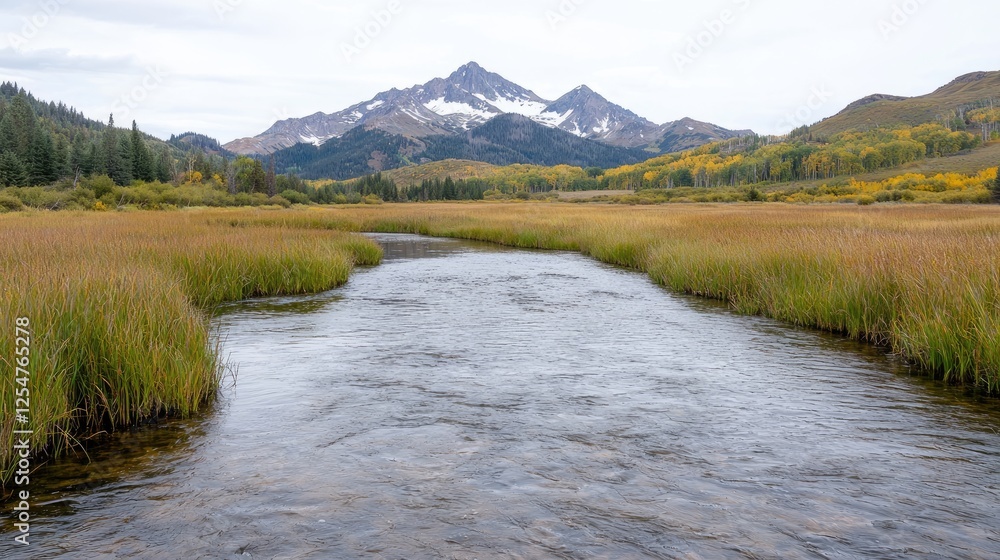 Obraz premium Mountain Stream Autumn Landscape (1)