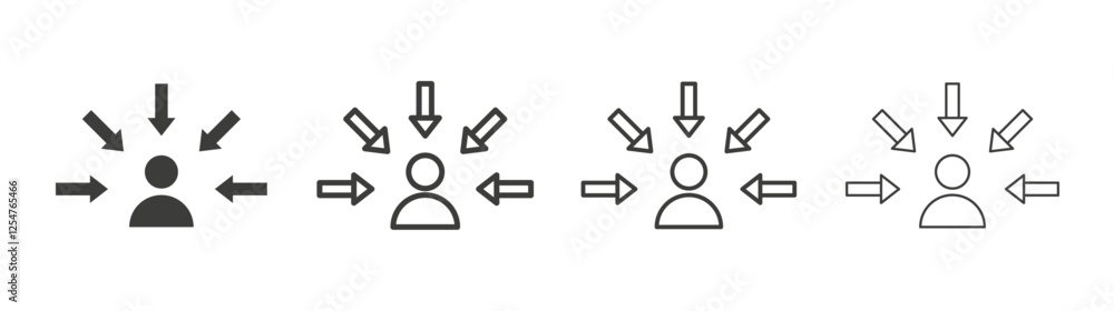 Centric consumer icons set. Liner outlined and flat black color Centric consumer icons set. Liner outlined and flat black color