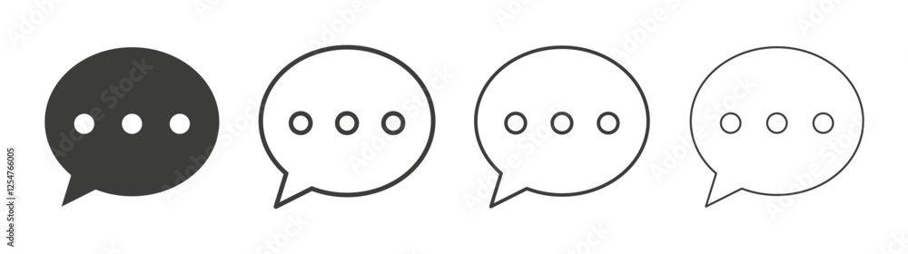 Comment icons set. Liner outlined and flat black color Comment icons set. Liner outlined and flat black color