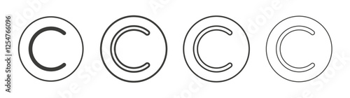 Copyright icons set. Liner outlined and flat black color